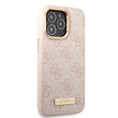 Guess PU 4G MagSafe Compatible Case skirtas iPhone 14 Pro, rožinis kaina ir informacija | Telefono dėklai | pigu.lt