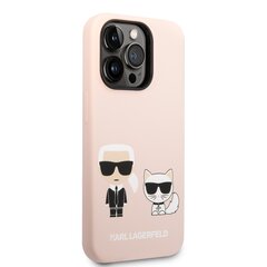 Karl Lagerfeld MagSafe Compatible Case Liquid Silicone Karl and Choupette for iPhone 14 Pro Pink цена и информация | Чехлы для телефонов | pigu.lt