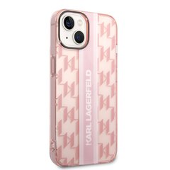 Karl Lagerfeld Monogram Vertical Stripe Case skirtas iPhone 14, rožinis kaina ir informacija | Telefono dėklai | pigu.lt
