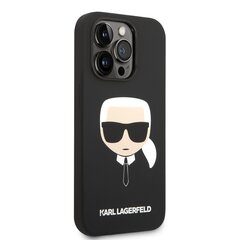 Karl Lagerfeld Liquid Silicone Case skirtas iPhone 14 Pro Max, juodas kaina ir informacija | Telefono dėklai | pigu.lt