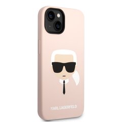 Karl Lagerfeld Liquid Silicone Head Case skirtas iPhone 14, rožinis kaina ir informacija | Telefono dėklai | pigu.lt