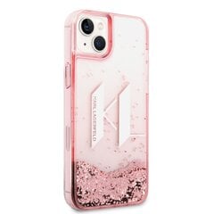 Karl Lagerfeld Liquid Glitter Big KL Logo Case skirtas iPhone 14 Plus, rožinis kaina ir informacija | Telefono dėklai | pigu.lt