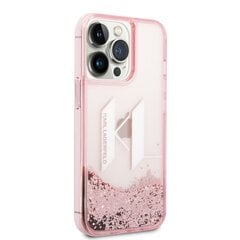 Karl Lagerfeld Liquid Glitter KL Logo Case skirtas iPhone 14 Pro, rožinis kaina ir informacija | Telefono dėklai | pigu.lt