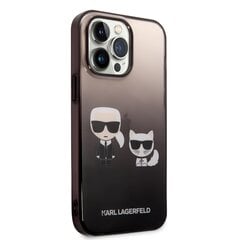 Karl Lagerfeld Gradient Karl and Choupette Case skirtas iPhone 14 Pro Max, juodas kaina ir informacija | Telefono dėklai | pigu.lt