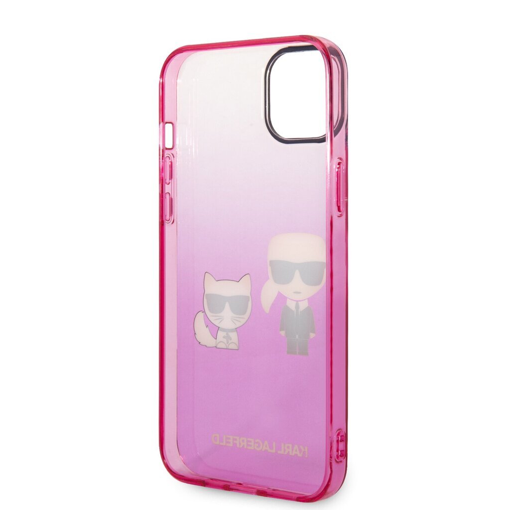 Karl Lagerfeld Gradient and Choupette Case skirtas iPhone 14 Plus, rožinis kaina ir informacija | Telefono dėklai | pigu.lt