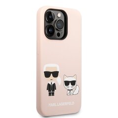 Karl Lagerfeld and Choupette Liquid Silicone Case skirtas iPhone 14 Pro, rožinis kaina ir informacija | Telefono dėklai | pigu.lt