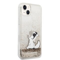 Karl Lagerfeld Liquid Glitter Choupette Eat Case skirtas iPhone 14 Plus, auksinis kaina ir informacija | Telefono dėklai | pigu.lt