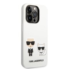Karl Lagerfeld and Choupette Liquid Silicone Case skirtas iPhone 14 Pro Max, baltas kaina ir informacija | Telefono dėklai | pigu.lt