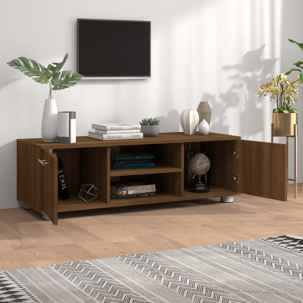 Televizoriaus spintelė, Mediena, 110x40x35cm, ruda ąžuolo spalva kaina ir informacija | TV staliukai | pigu.lt