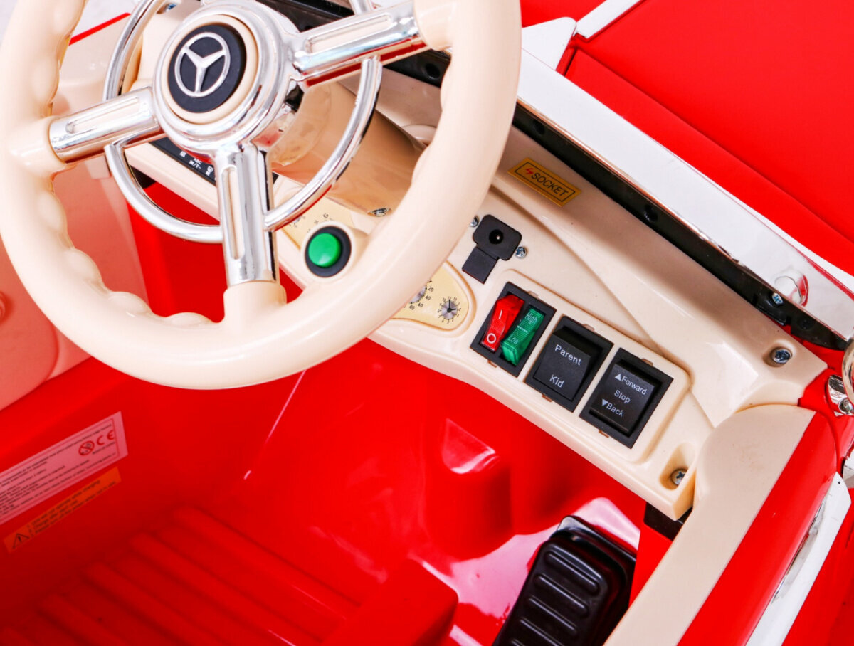 Vienvietis vaikiškas elektromobilis Mercedes Benz Retro, raudonas kaina ir informacija | Elektromobiliai vaikams | pigu.lt
