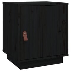 Naktinė spintelė, juoda, 40x34x45cm, pušies medienos masyvas kaina ir informacija | Spintelės prie lovos | pigu.lt