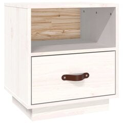 Naktinė spintelė, balta, 40x34x45cm, pušies medienos masyvas kaina ir informacija | Spintelės prie lovos | pigu.lt
