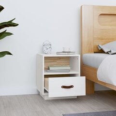 Naktinė spintelė, balta, 40x34x45cm, pušies medienos masyvas kaina ir informacija | Spintelės prie lovos | pigu.lt