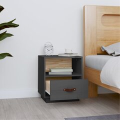 Naktinė spintelė, Pušies medienos masyvas, 40x34x45cm, pilka kaina ir informacija | Spintelės prie lovos | pigu.lt