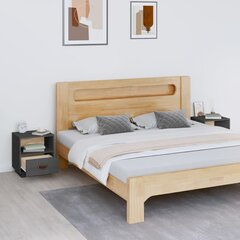 Naktinės spintelės, 2vnt., Pušies medienos masyvas, 40x34x45cm, pilka kaina ir informacija | Spintelės prie lovos | pigu.lt