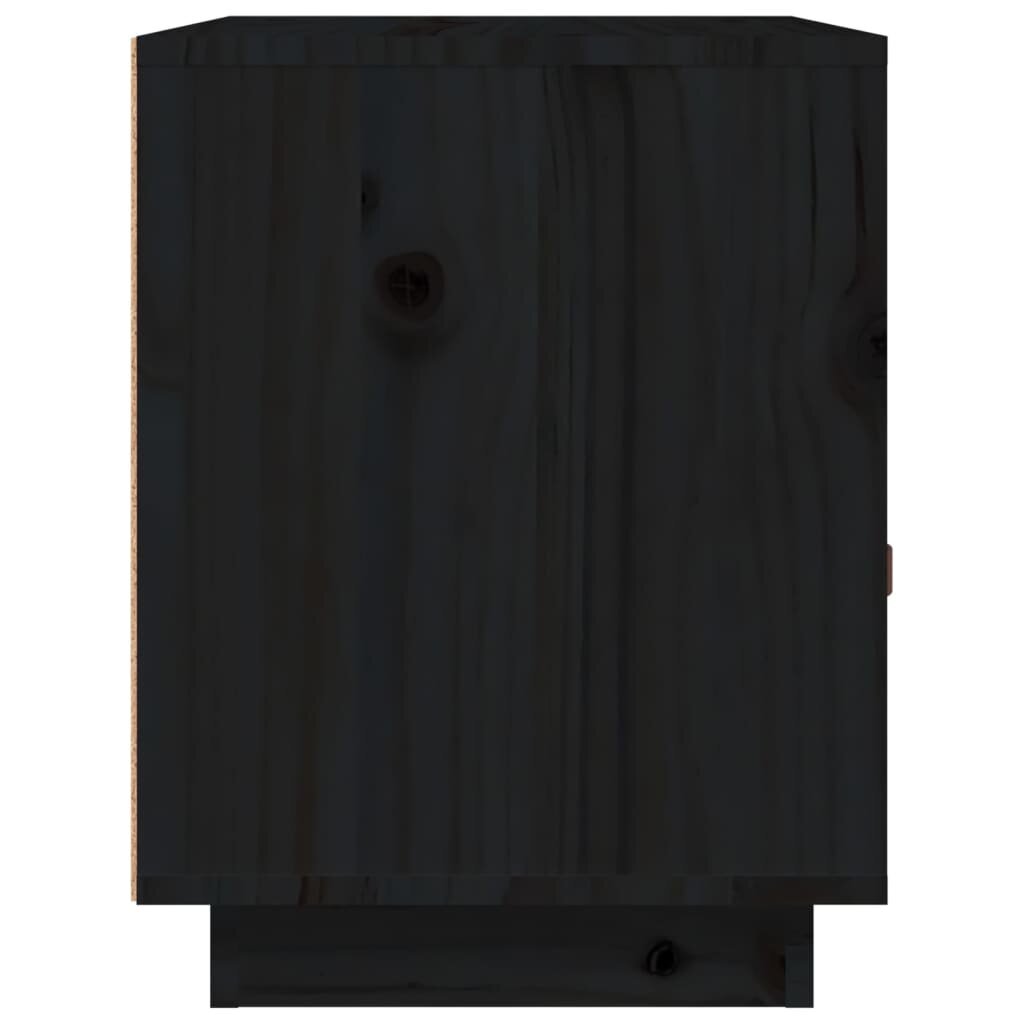 Naktinės spintelės, 2vnt., Pušies medienos masyvas, 40x34x45cm, juoda kaina ir informacija | Spintelės prie lovos | pigu.lt