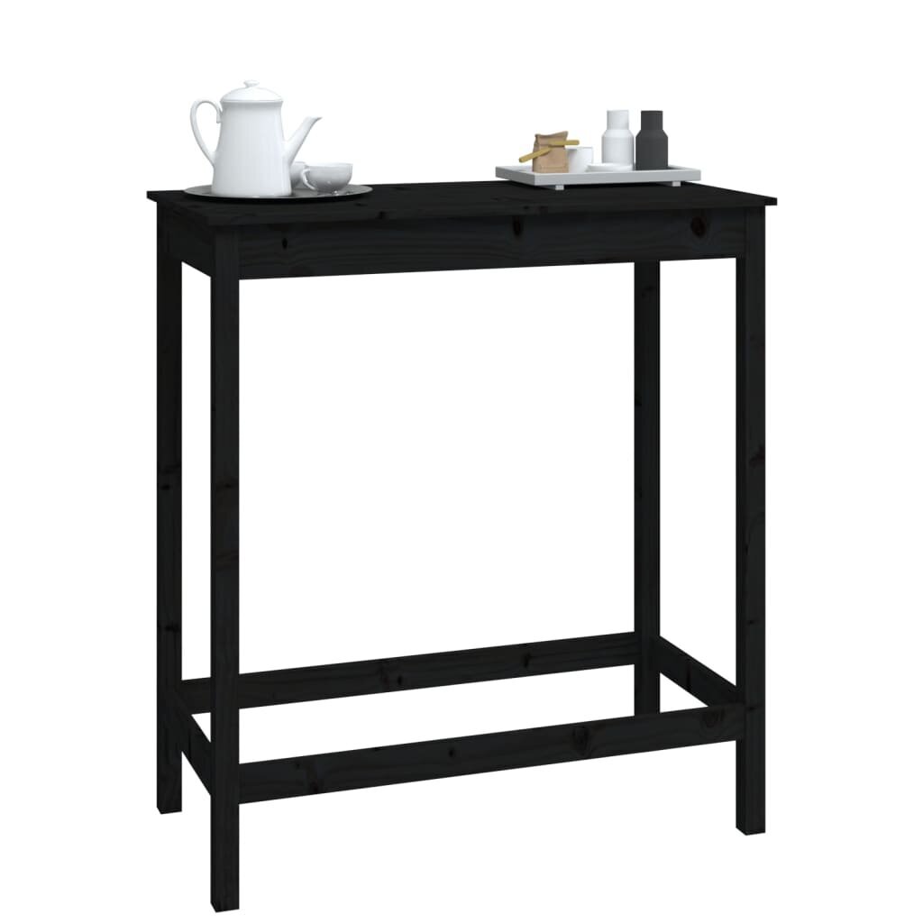 Baro stalas vidaXL, Pušies medienos masyvas, 100x50x110cm, juoda цена и информация | Virtuvės ir valgomojo stalai, staliukai | pigu.lt