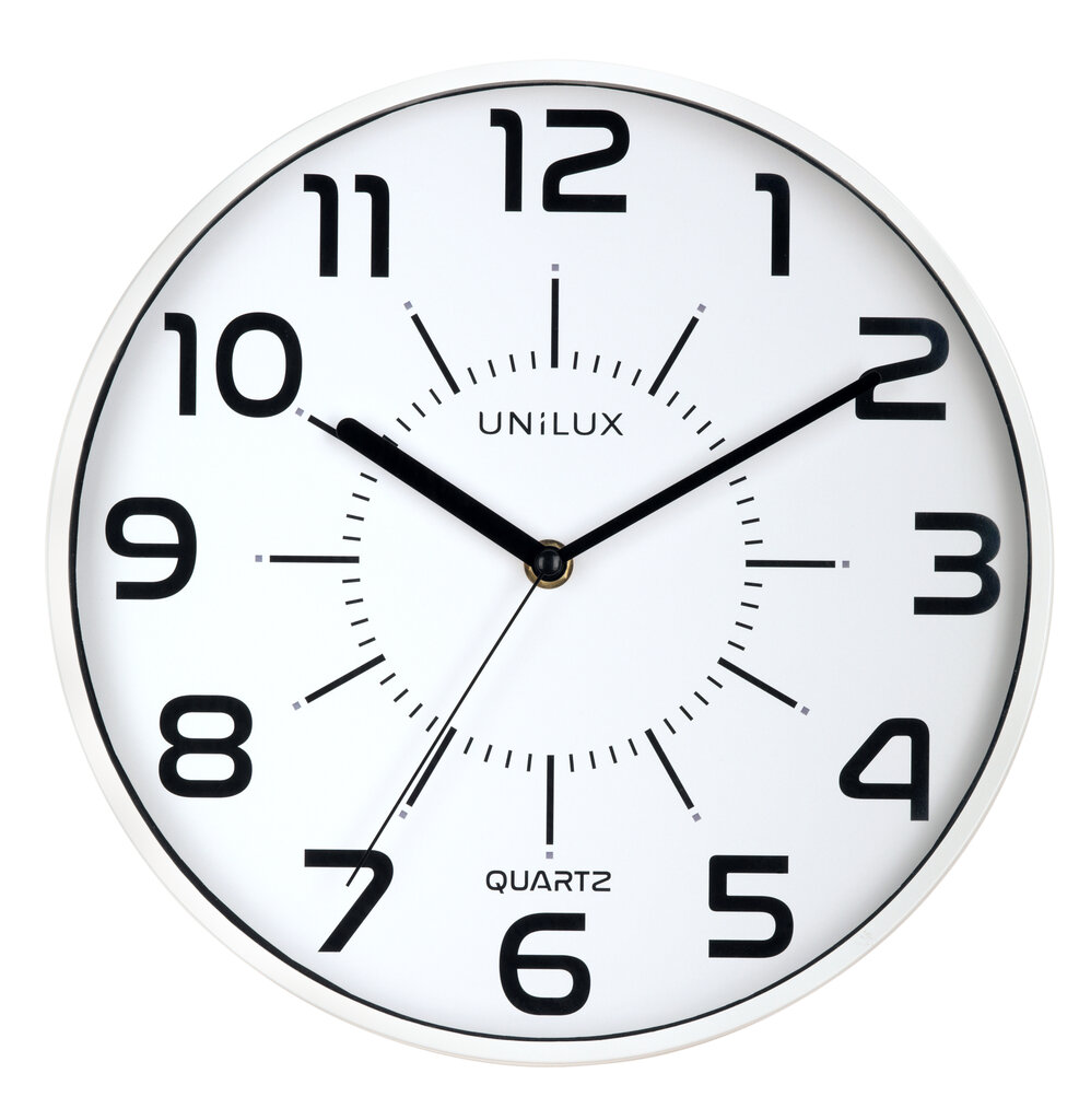 Sieninis laikrodis UNILUX POP, diametras 28cm, balta sp. kaina ir informacija | Laikrodžiai | pigu.lt