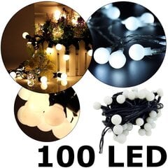 100 светодиодных гирлянд-пузырей SPC25, холодный и теплый белый цвета, 10 м цена и информация | Гирлянды | pigu.lt