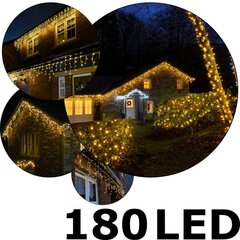180 LED girlianda varvekliai C633, Šiltai ir šaltai baltos spalvos (Flash), 9 m kaina ir informacija | Girliandos | pigu.lt
