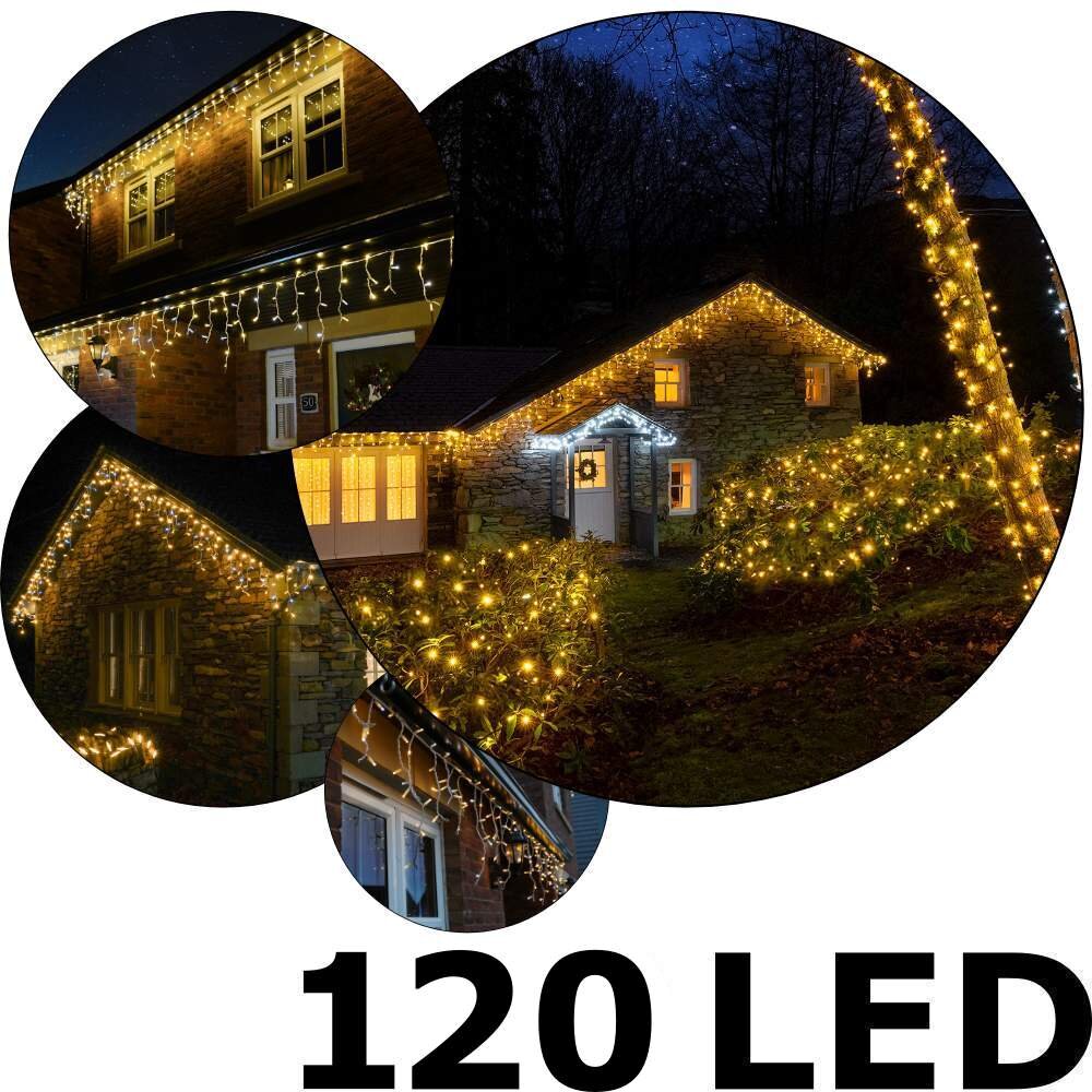 120 LED girlianda varvekliai C629, Šaltai ir šiltai baltos spalvos (Flash), 6 m kaina ir informacija | Girliandos | pigu.lt