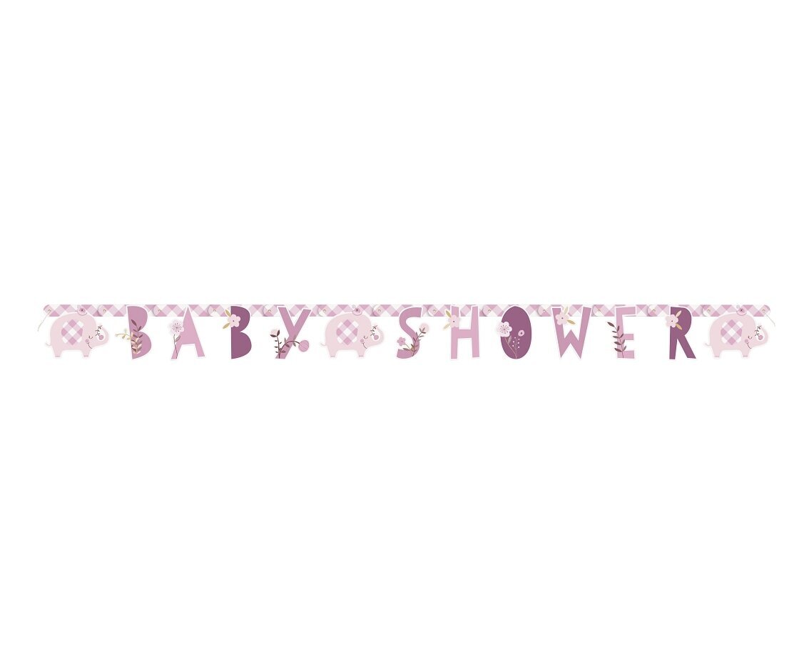 Girliandos "Baby Shower" dramblys, rožinė, 160 x 14 cm 78378 цена и информация | Dekoracijos šventėms | pigu.lt