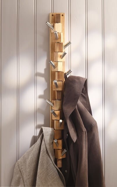 Mottez vertikali ąžuolinė kabykla su 13 kabliukų, 60cm kaina ir informacija | Drabužių kabyklos | pigu.lt