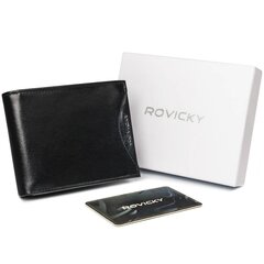 Vyriška natūralios odos piniginė Rovicky, juoda kaina ir informacija | Vyriškos piniginės, kortelių dėklai | pigu.lt