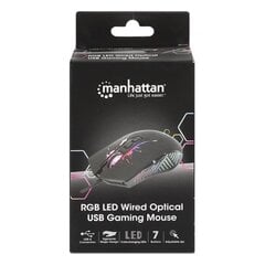 Optinė žaidimų pelė Manhattan USB 7200 dpi su RGB LED foniniu apšvietimu цена и информация | Мыши | pigu.lt