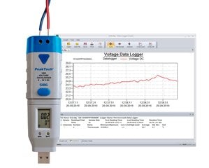 PeakTech® P 5186 USB duomenų kaupiklio įtampa: 0 ... 30V nuolatinė srovė kaina ir informacija | Meteorologinės stotelės, termometrai | pigu.lt