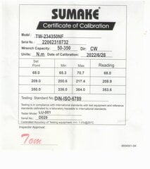 Sumake dinamometrinis raktas 1/2", sukimo momentas 50-350Nm, profesionalus цена и информация | Механические инструменты | pigu.lt