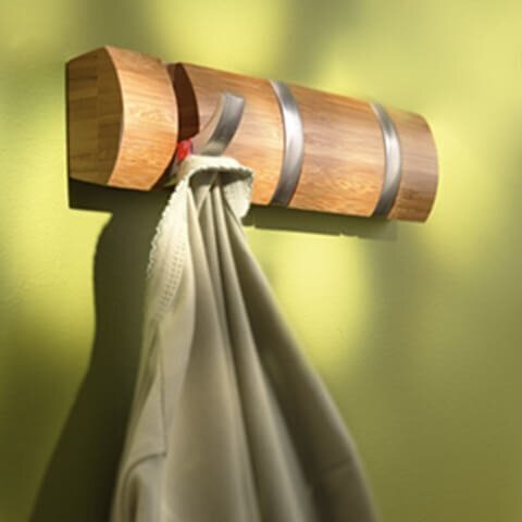 Mottez bambukinė kabykla su 3 kabliukais, 30cm ilgio kaina ir informacija | Drabužių kabyklos | pigu.lt