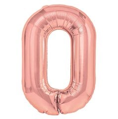 Folijos balionas skaičius 0, rožinio aukso sp., 100cm цена и информация | Шарики | pigu.lt