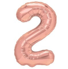 Folijos balionas skaičius 2, rožinio aukso sp., 100cm цена и информация | Шарики | pigu.lt