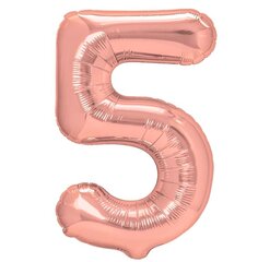 Folijos balionas skaičius 5, rožinio aukso sp., 100cm цена и информация | Шарики | pigu.lt