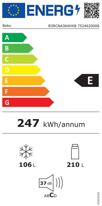 Beko B3RCNA364HXB kaina ir informacija | Šaldytuvai | pigu.lt