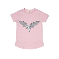 Marškinėliai mergaitėms su tamsoje šviečiančiu šikšnosparniu, rožiniai kaina ir informacija | Marškinėliai mergaitėms | pigu.lt