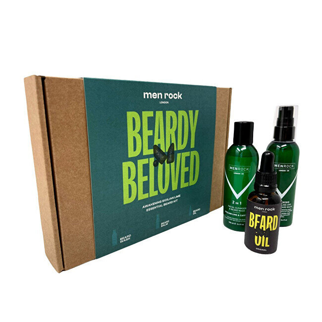 Rinkinys Men Rock Sicilian Lime Beard Kit: barzdos šampūnas, 100 ml + barzdos balzamas, 100 ml + barzdos aliejus, 30 ml цена и информация | Skutimosi priemonės ir kosmetika | pigu.lt