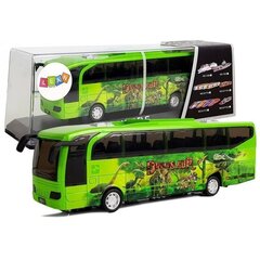 Autobusas Jurassic Park Bus Green Dinosaurs Spring Drive Light Sound, žalias цена и информация | Игрушки для мальчиков | pigu.lt