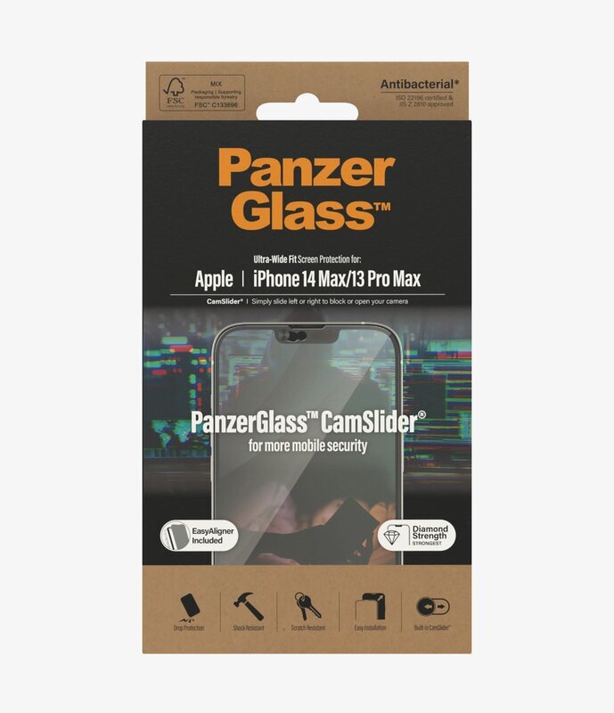 PanzerGlass CamSlider, iPhone 14 Plus / 13 Pro Max kaina ir informacija | Apsauginės plėvelės telefonams | pigu.lt