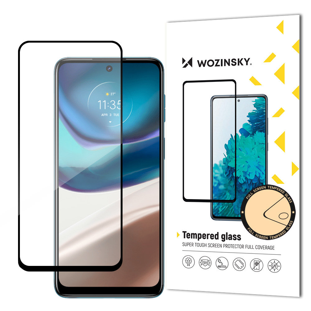 Apsauginis stiklas Wozinsky Super Durable Full Glue Tempered Glass Full Screen, skirtas Motorola Moto G42 kaina ir informacija | Apsauginės plėvelės telefonams | pigu.lt