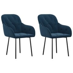 Valgomojo kėdės, Aksomas, 2vnt., mėlyna kaina ir informacija | Virtuvės ir valgomojo kėdės | pigu.lt