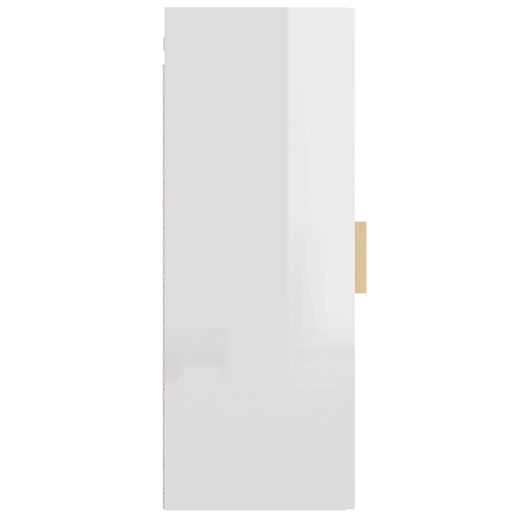 Pakabinama sieninė spintelė, 34,5x34x90cm, balta blizgi spalva kaina ir informacija | Svetainės spintelės | pigu.lt