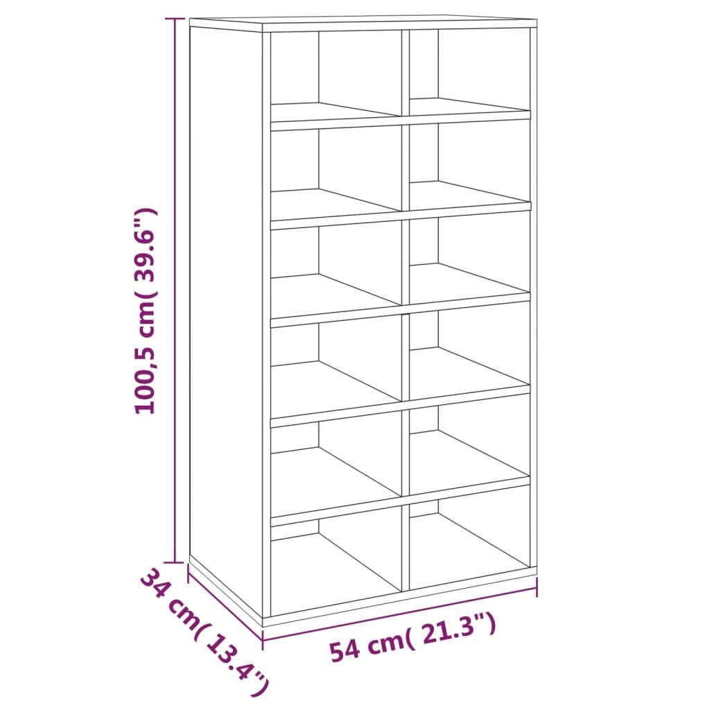 Lentyna batams, rudos ąžuolo spalvos, 54x34x100,5cm, mediena kaina ir informacija | Batų spintelės, lentynos ir suolai | pigu.lt