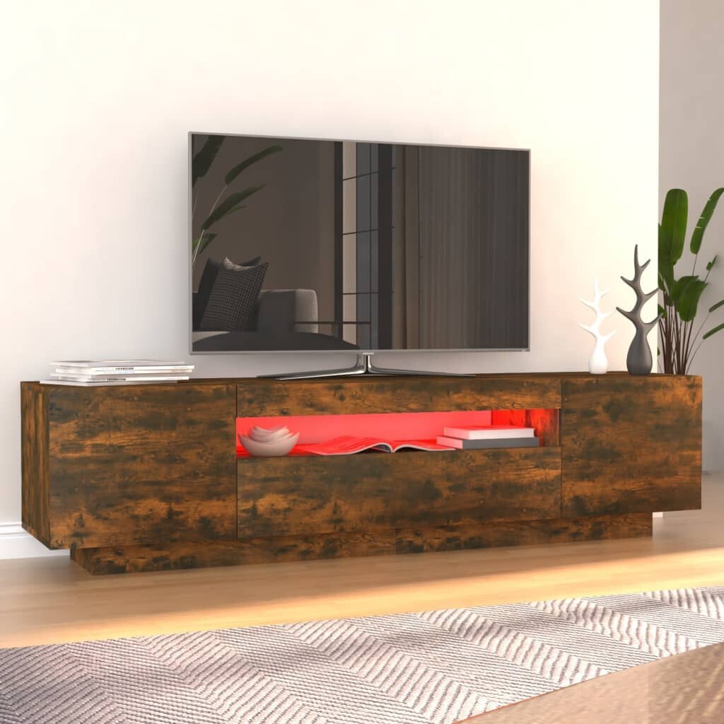 Televizoriaus spintelė su LED, 160x35x40cm, dūminio ąžuolo spalva kaina ir informacija | TV staliukai | pigu.lt