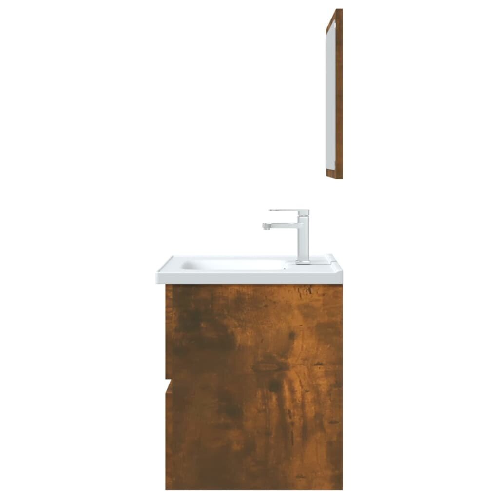 Vonios baldų komplektas, 2 dalių, dūminio ąžuolo, mediena цена и информация | Vonios komplektai | pigu.lt
