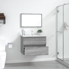 Vonios baldų komplektas, 2 dalių, pilkas ąžuolo, mediena kaina ir informacija | Vonios komplektai | pigu.lt