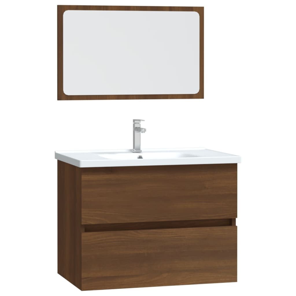 Vonios baldų komplektas, 2 dalių, rudas ąžuolo, mediena цена и информация | Vonios komplektai | pigu.lt