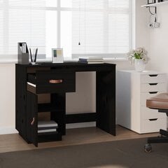 Rašomasis stalas, juodas, 95x50x75cm, pušies medienos masyvas цена и информация | Компьютерные, письменные столы | pigu.lt