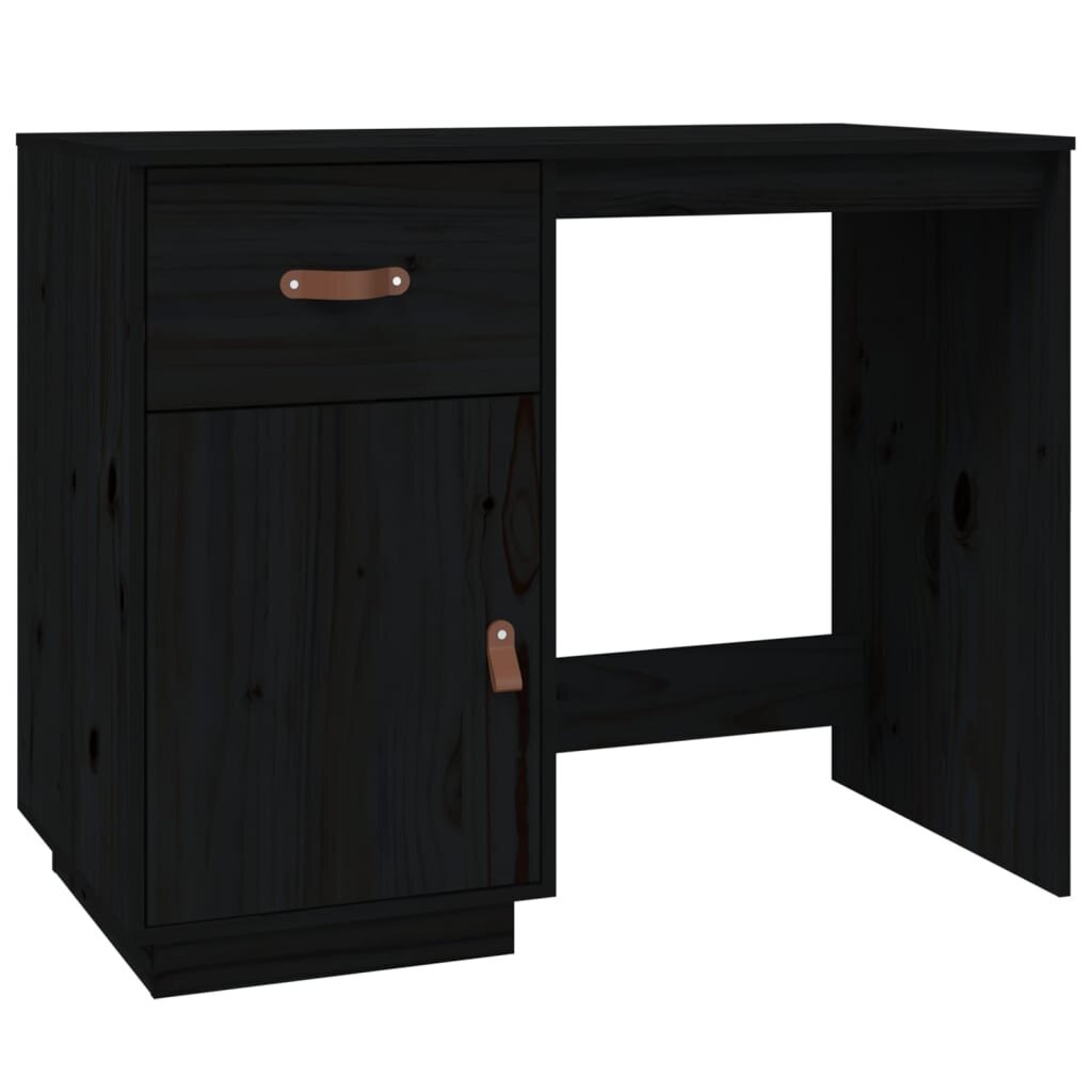 Rašomasis stalas, juodas, 95x50x75cm, pušies medienos masyvas kaina ir informacija | Kompiuteriniai, rašomieji stalai | pigu.lt
